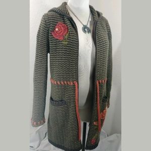 CAbi Womens Thick Knit Cardi Flowers Hoodie